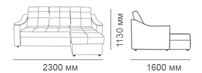 габаритные размеры углового дивана Макс-П8