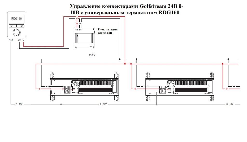 Схема подключения конвектора