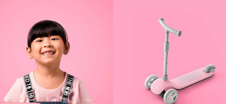 Детский самокат-кикборд Xiaomi Rice Rabbit Scooter (голубой)