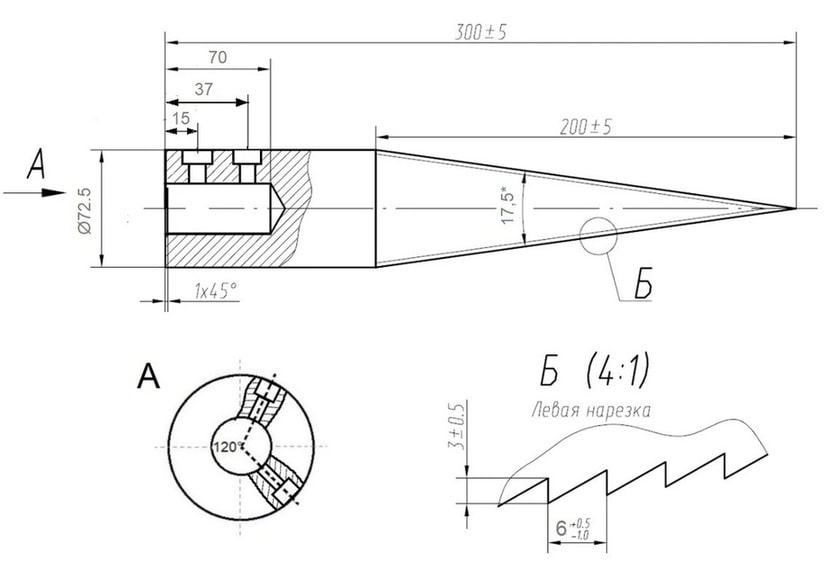 Насадка для дровокола морковка чертеж