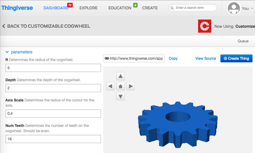 thingiverse customise шестеренки