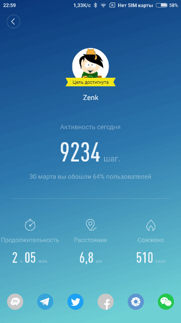 Результаты использования фитнес браслета xiaomi mi band 2
