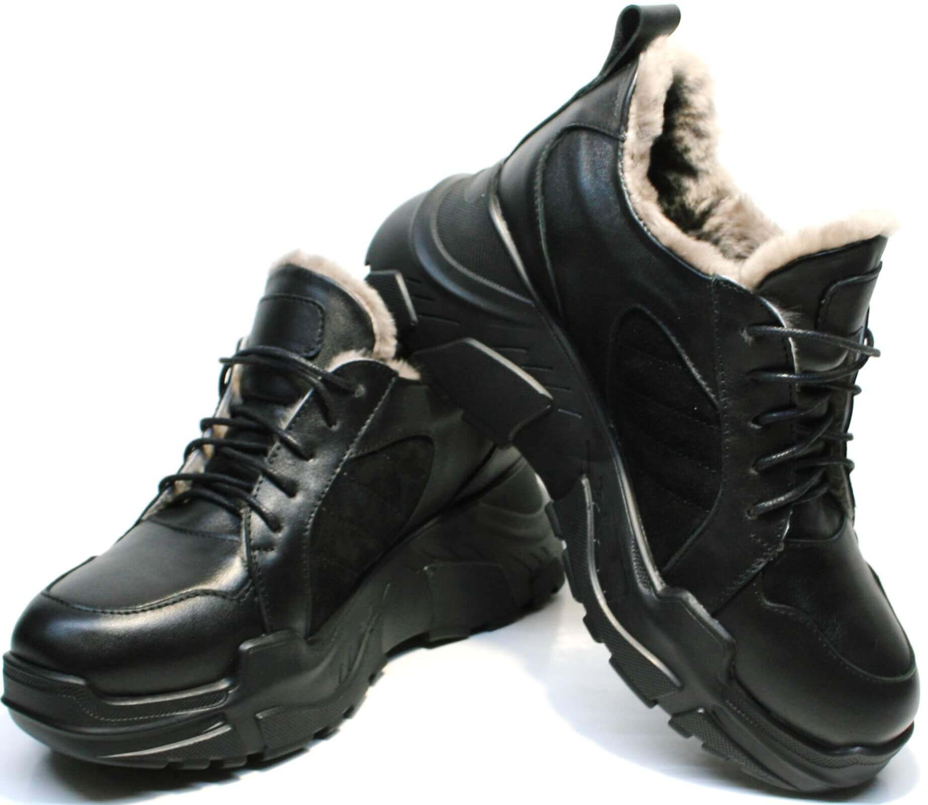 Зимние кроссовки на меху женские ugly sneakers Studio 27 All Black