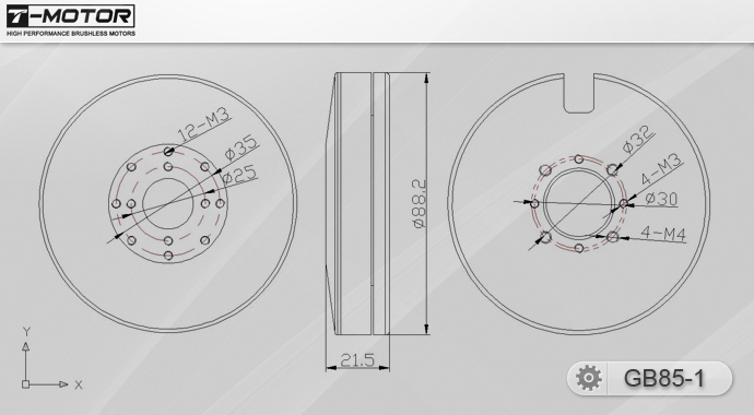Чертёж мотора для подвеса T-Motor GB85-1