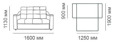 габаритные размеры 2-местного дивана Макс-П8
