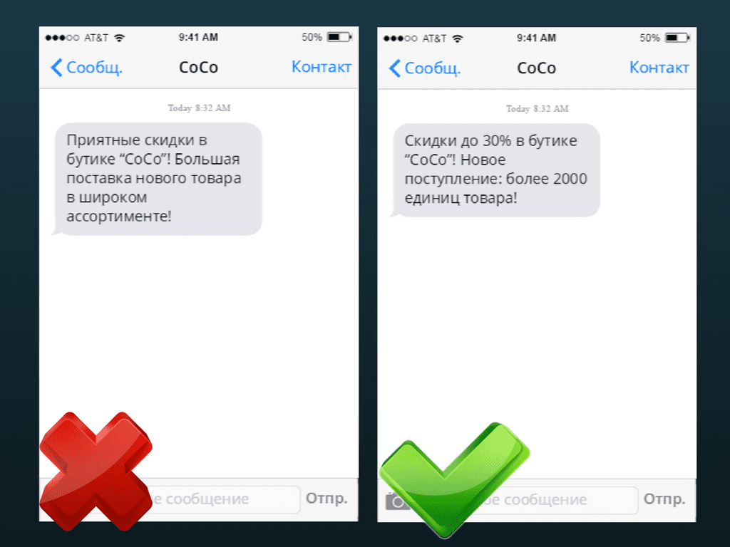 Смс рассылки образцы