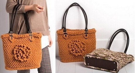 Женские сумки из пряжи Пуффи Ализе