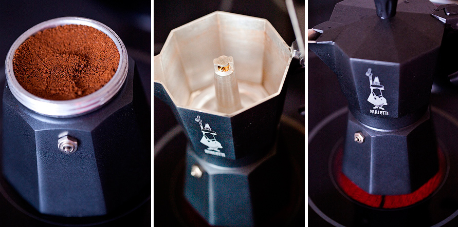 фото гейзерной кофемашины с кофе