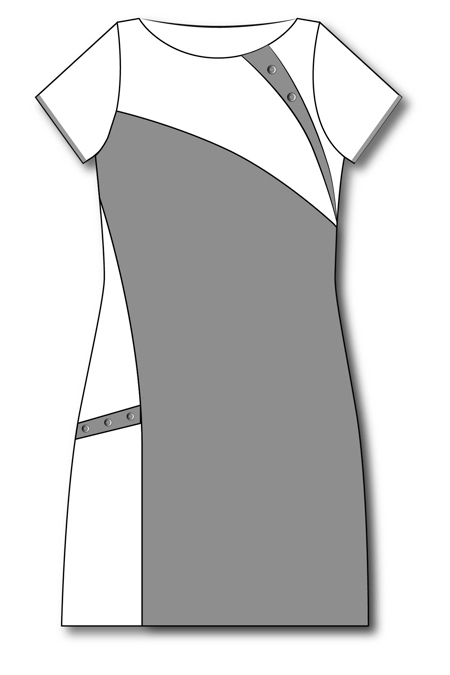 Туника прямого силуэта длиной ниже линии бедер с коротким цельнокроеным рукавом