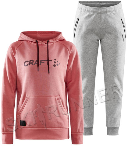 Костюм спортивный Craft Overhead Logo Hoody Coral + Core Soul Sweatpants женский