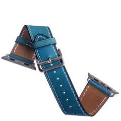 Ремешок кожаный COTEetCI W8 DECOROUS (WH5208-BL) для Apple Watch 44мм/ 42мм (классическая пряжка) Marine Blue - Голубой