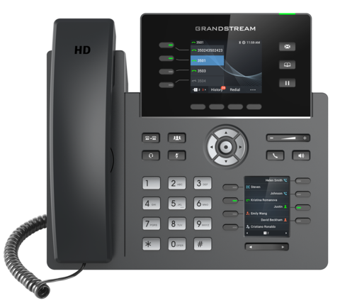 Grandstream GRP2614 - IP телефон. 4 SIP аккаунта, 4 линии, двойной цветной LCD, PoE, (1GbE)Gigabit Ethernet, 8 BLF, Wi-Fi, Bluetooth