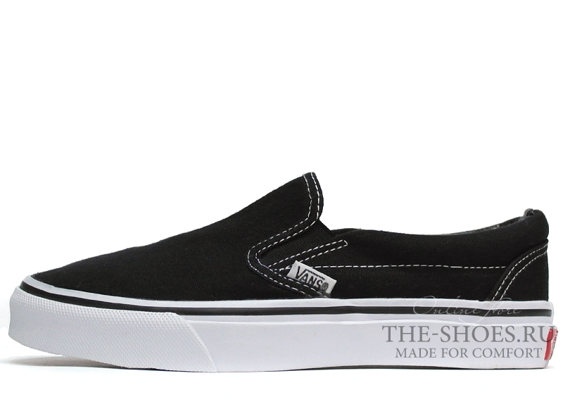 slip on vans black and white