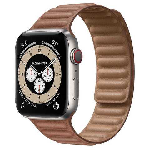 Умные часы Apple Watch Edition Series 6 GPS + Cellular 44mm Titanium Case with Leather Link (Saddle Brown)