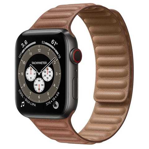 Умные часы Apple Watch Edition Series 6 GPS + Cellular 44mm Space Black Titanium Case with Leather Link (Saddle Brown)