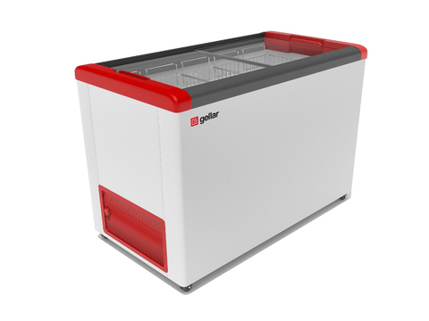 Морозильный ларь GELLAR FG 400 С ( 1210х600х850, 380л,4 корзины, колеса, R134a), прямое стекло