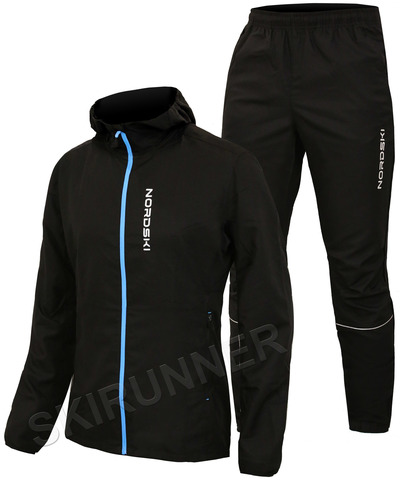 Беговой костюм с капюшоном Nordski Run Black-Blue мужской