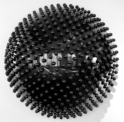 Semisphere, black, glossy, with small spheres, Ø = 0,06m Semisphere, black, glossy, with small spheres, Ø = 0,06m