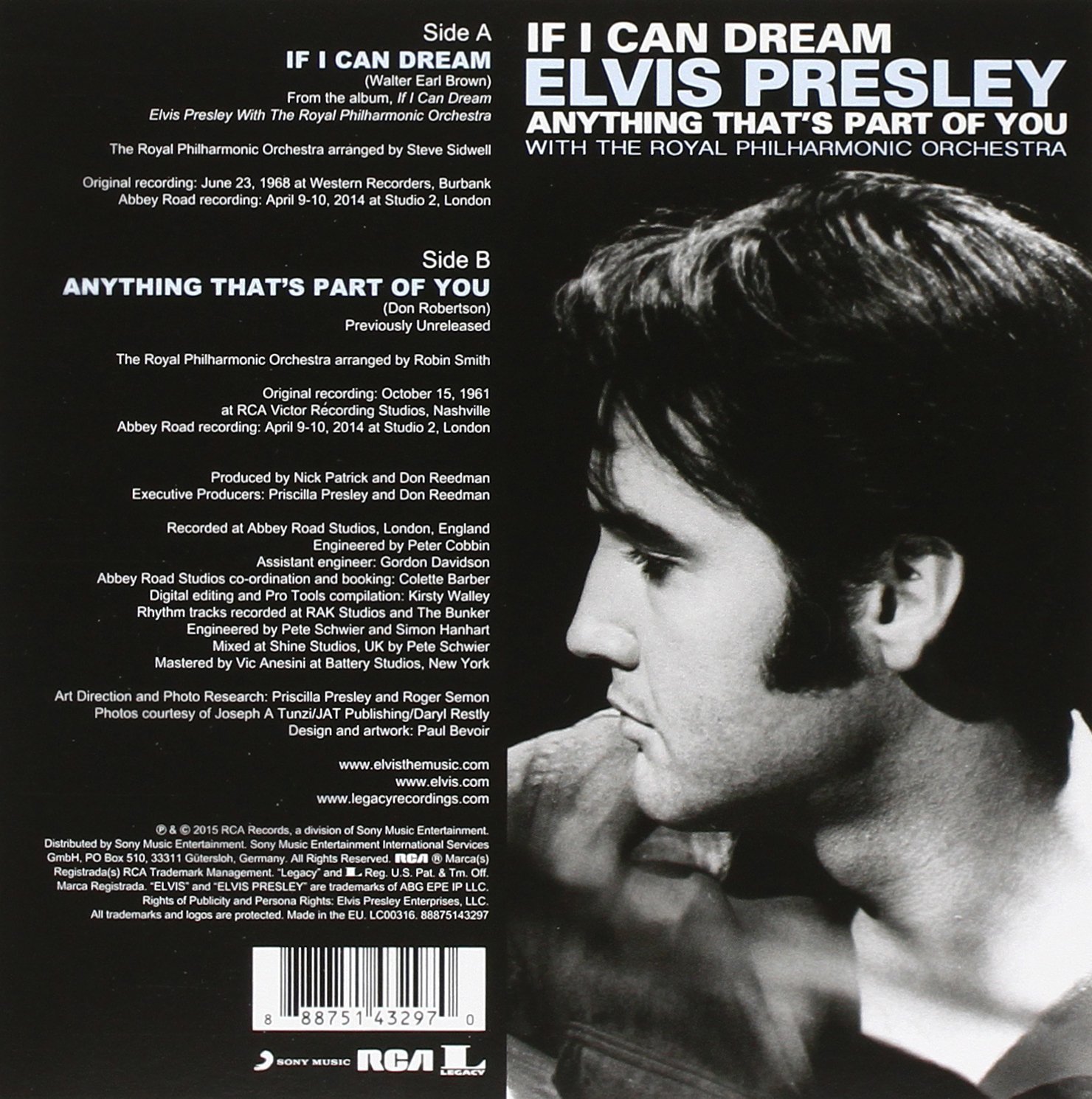 Elvis Presley With The Royal Philharmonic Orchestra / If I Can Dream + Anything That's Part Of