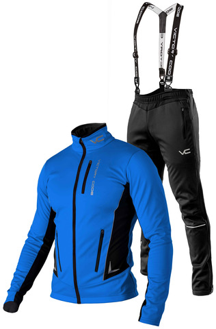 Утеплённый лыжный костюм 905 Victory Code Speed Up Blue с лямками мужской