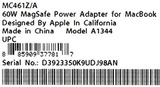 Оригинальный Адаптер питания Apple MagSafe 60 Вт (для MacBook и 13-дюймового MacBook Pro) / MC461LL