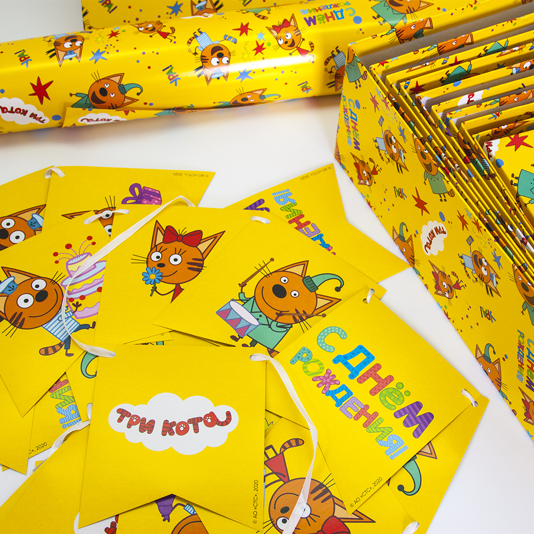 girlyanda flazhki tri kota s dnem rozhdeniya zheltyj 300 sm kupit po vygodnoj cene magazin prazdnika