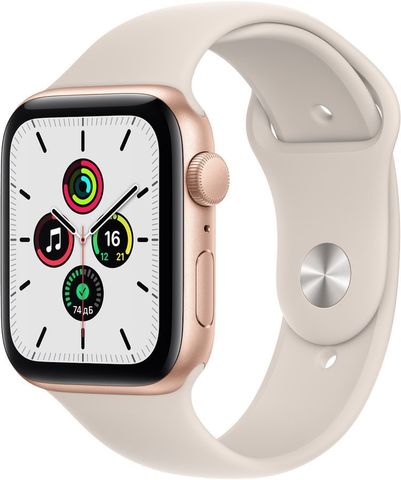 Часы Apple Watch SE GPS 44mm Aluminum Case with Sport Band Золотистый / сияющая звезда 2021 (MKQ53)