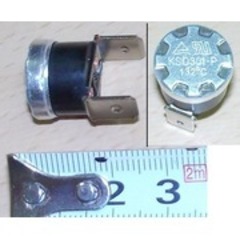 Биметаллический термостат 132°C, клемма 6.3mm (нормально замкнут) KSD301 Биметаллический термостат 132°C, клемма 6.3mm (нормально замкнут) KSD301