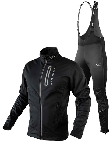 Утеплённый лыжный костюм 905 Victory Code Go Fast Dynamic Black с высокой спинкой мужской