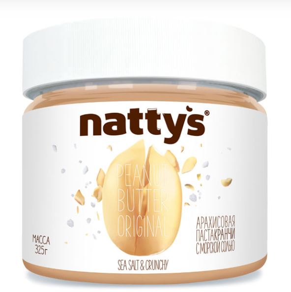Паста хрустящая арахисовая с морской солью БЕЗ МЕДА NATTY'S 170 г