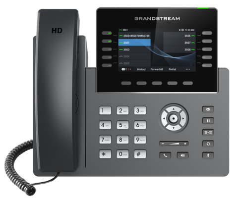 Grandstream GRP2615 - IP телефон. 5 SIP аккаунтов, 10 линий, цветной LCD, PoE, (1GbE)Gigabit Ethernet, до 4-х GBX20, USB, Wi-Fi, Bluetooth