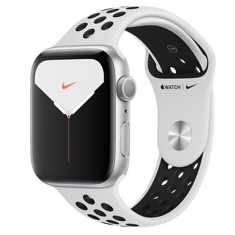 Часы Apple Watch Series 5 GPS 44mm Aluminum Case with Nike Sport Band (Серебристый/Чистая платина)
