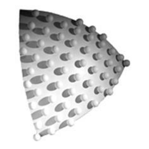 1/12 of a sphere, white, mat, with small spheres, Ø = 0,06m 1/12 of a sphere, white, mat, with small spheres, Ø = 0,06m