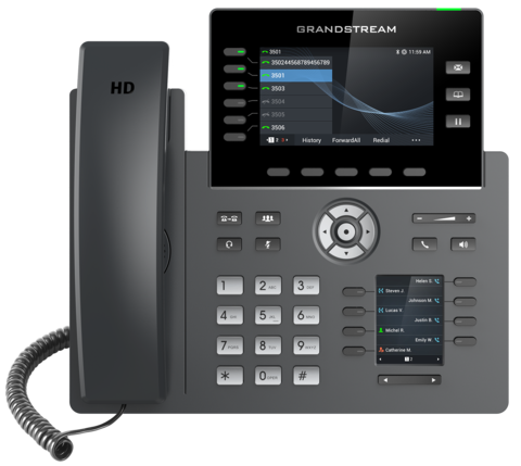 Grandstream GRP2616 - IP телефон. 6 SIP аккаунтов, 6 линий, двойной цветной LCD, PoE, (1GbE)Gigabit Ethernet, 8 BLF, USB, Wi-Fi, Bluetooth