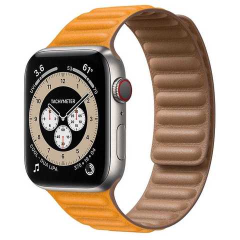 Умные часы Apple Watch Edition Series 6 GPS + Cellular 44mm Titanium Case with Leather Link (California Poppy)