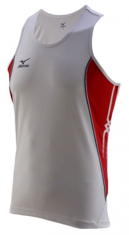 Майка Mizuno Team Running Singlet белая с красным